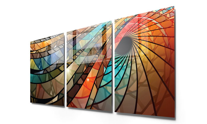 Wallity Conjunto de 3 Pinturas Decorativas en Vidrio Templado 50 x 70 cm Multicolor